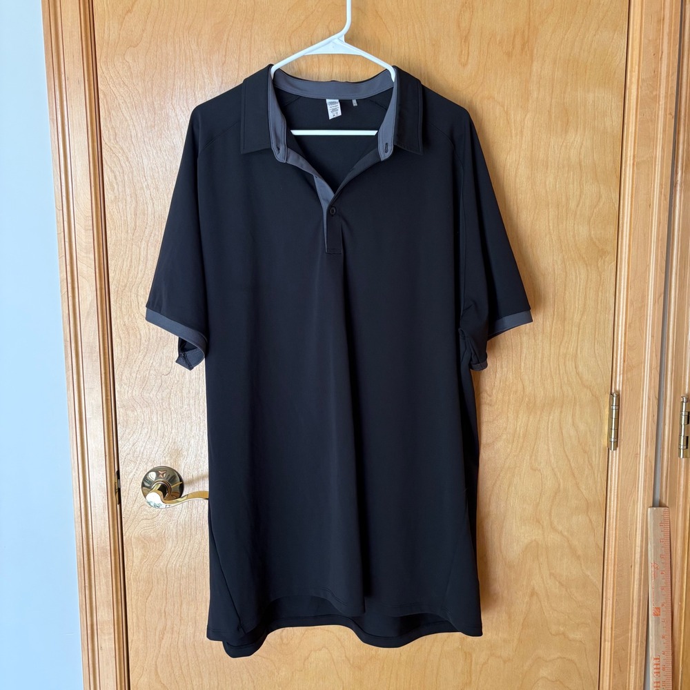 UNRL Golf Polo Shirt Mens 3XL Black Grey Trim Short Sleeve Performance Stretch